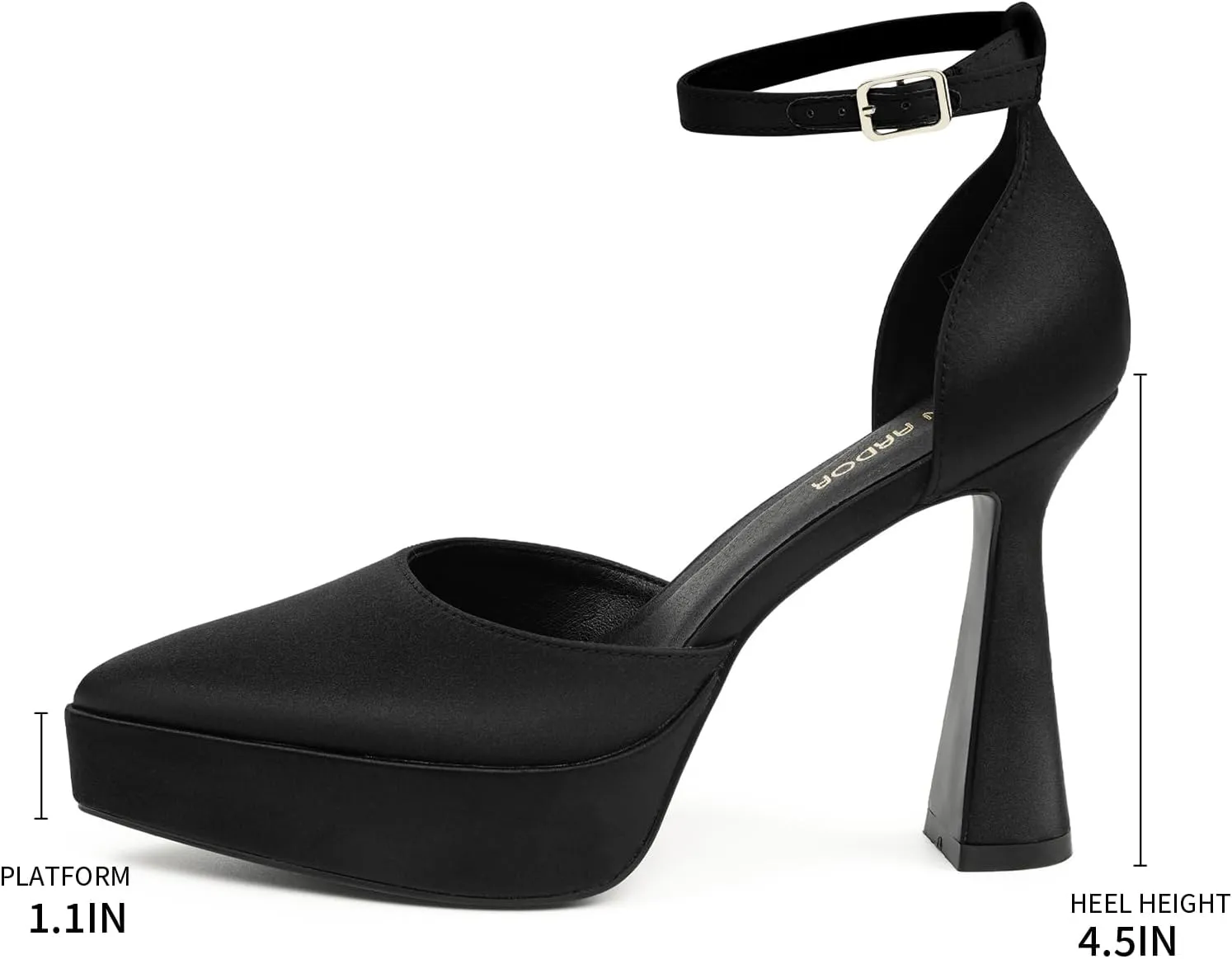 JENN ARDOR Womens High Heels Chunky Block Platform Pumps Pointed Closed Toe Ankle Strap Dressy Sandals for Women Comfortable Sexy Weddings Parties 4.5inch Shoes