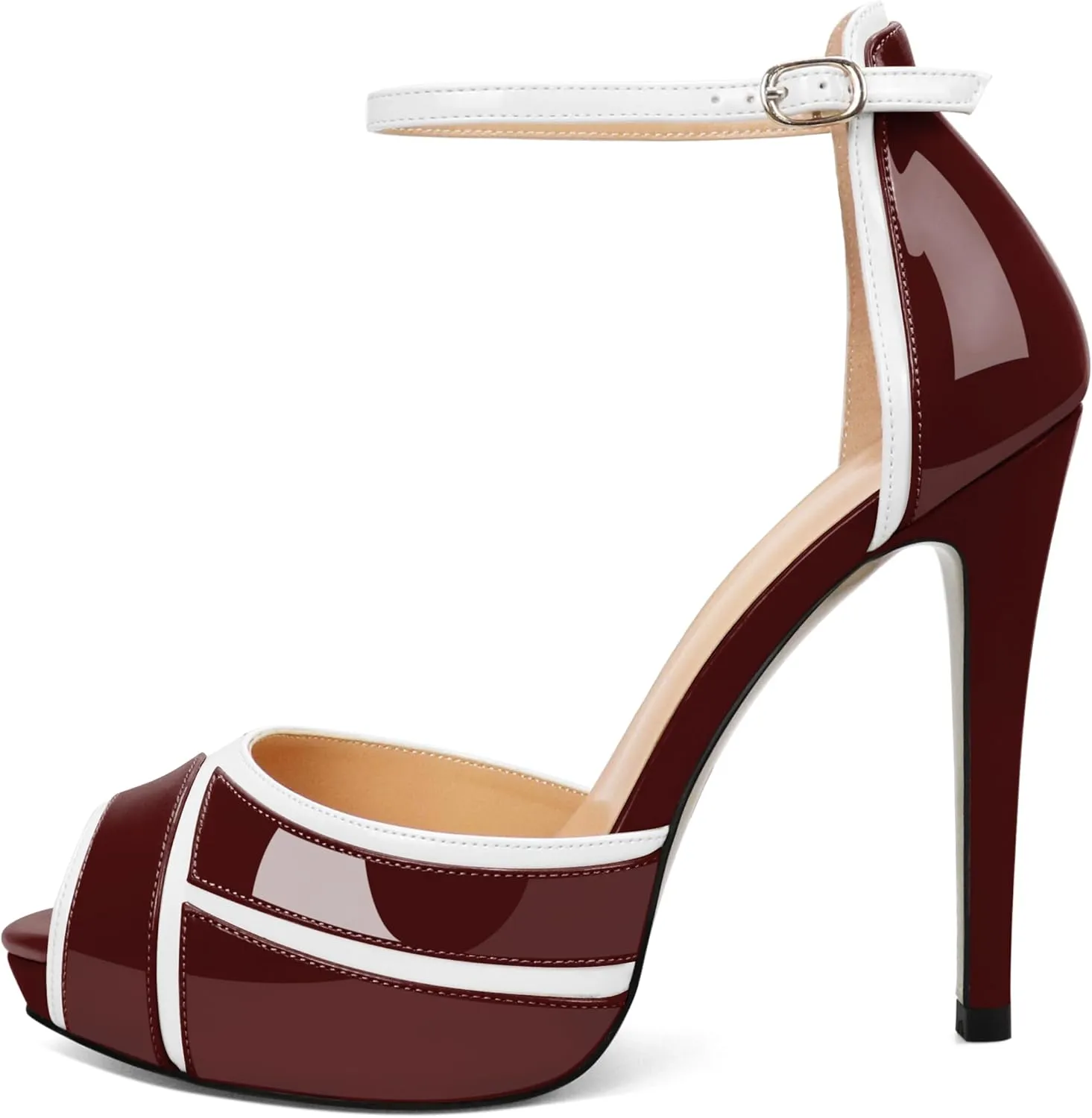 Joseywade Women Peep Toe Platform Heeled Sandals Stiletto High Heels Ankle Strap Party Wedding 5 Inch Dress Shoes