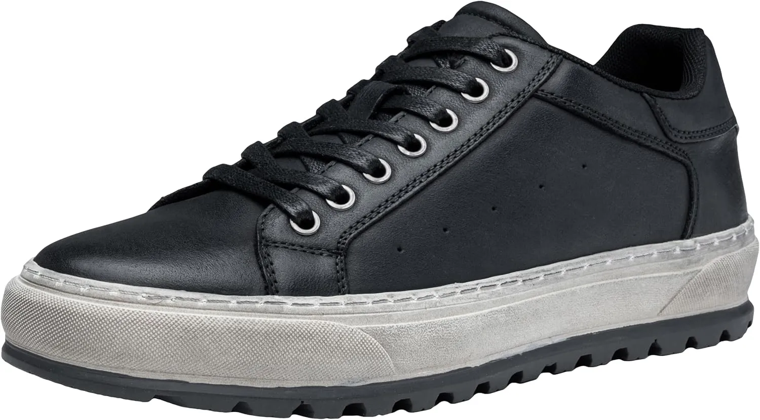 Jousen Men's Brown Leather Casual Fashion Sneakers