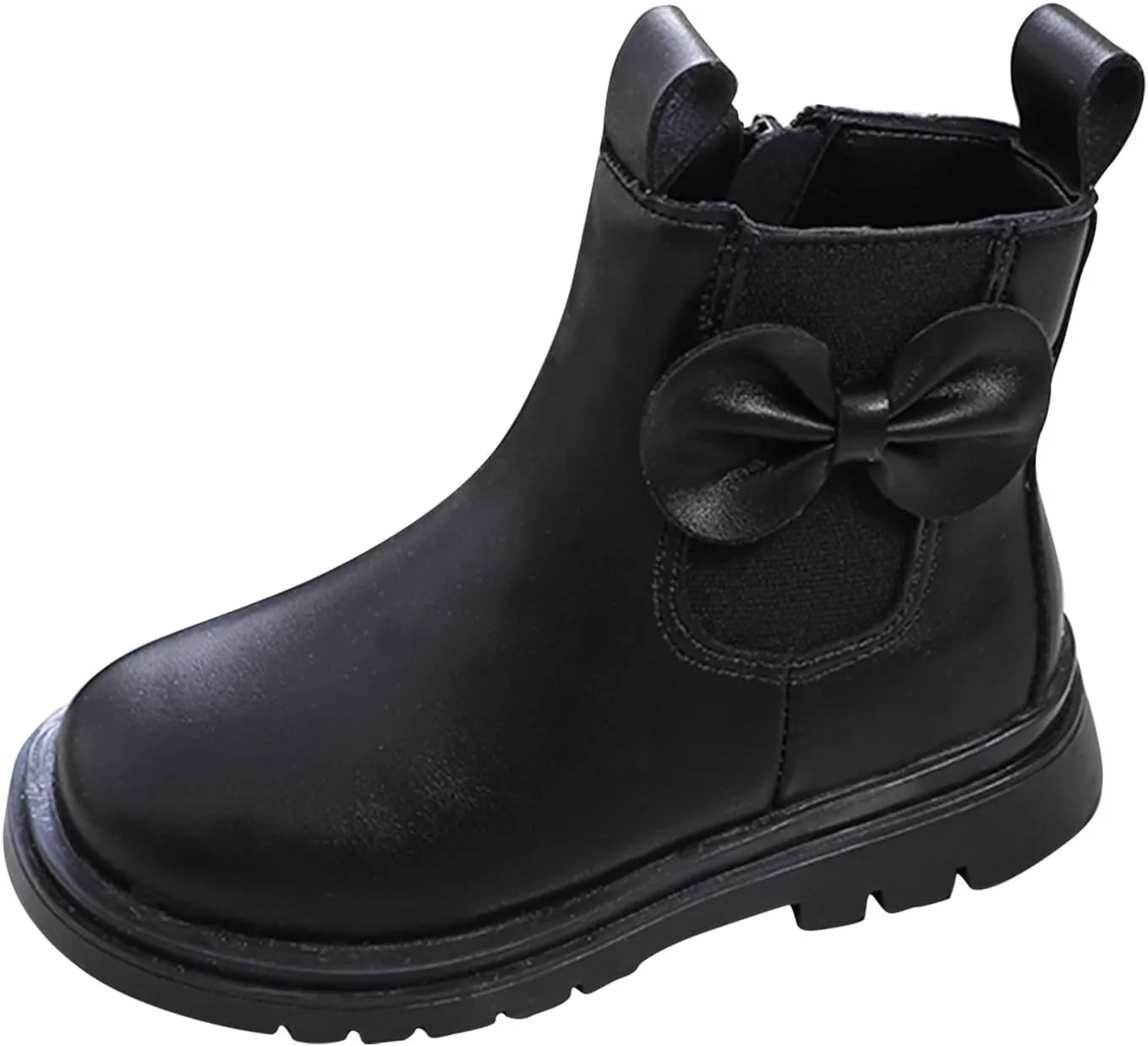 Kids Ankle Boots Little Girls Leather Short Boots Side Zipper Non Slip Nude Work Boots High Heel ombat Boots