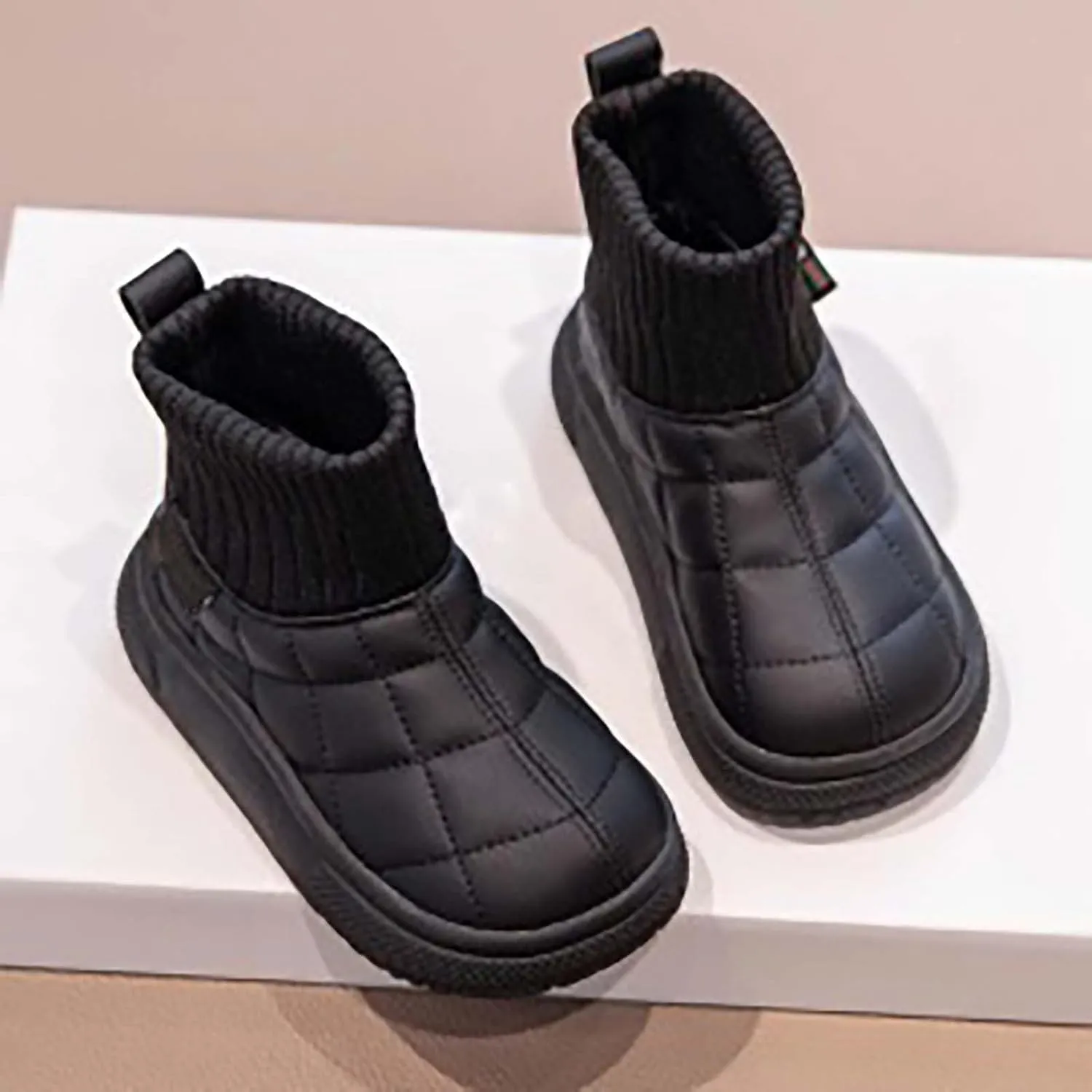 Kids Ankle Boots Snow Boots Warm Non Slip Walking Comfortable Sort Shoes Toddler Waterproof Plush Lined Booties
