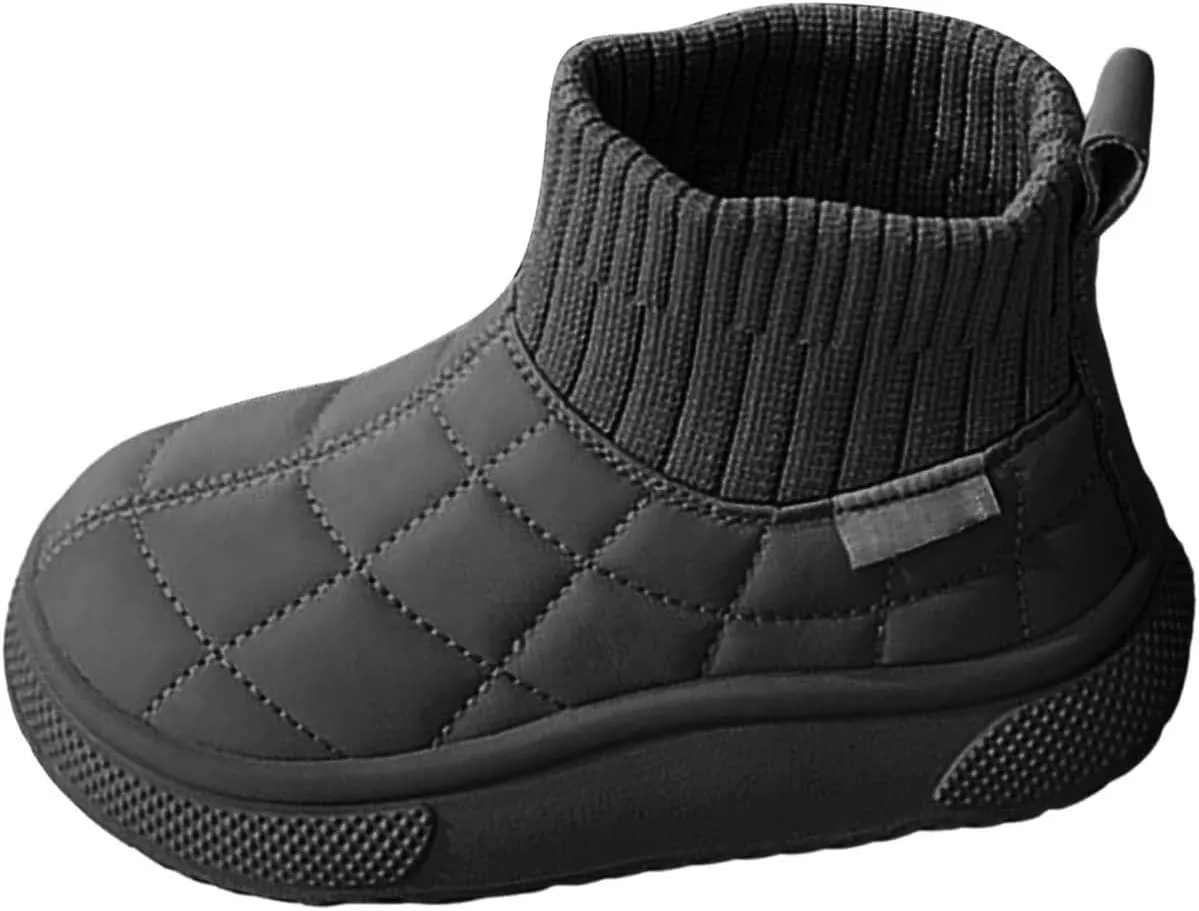 Kids Ankle Boots Snow Boots Warm Non Slip Walking Comfortable Sort Shoes Toddler Waterproof Plush Lined Booties