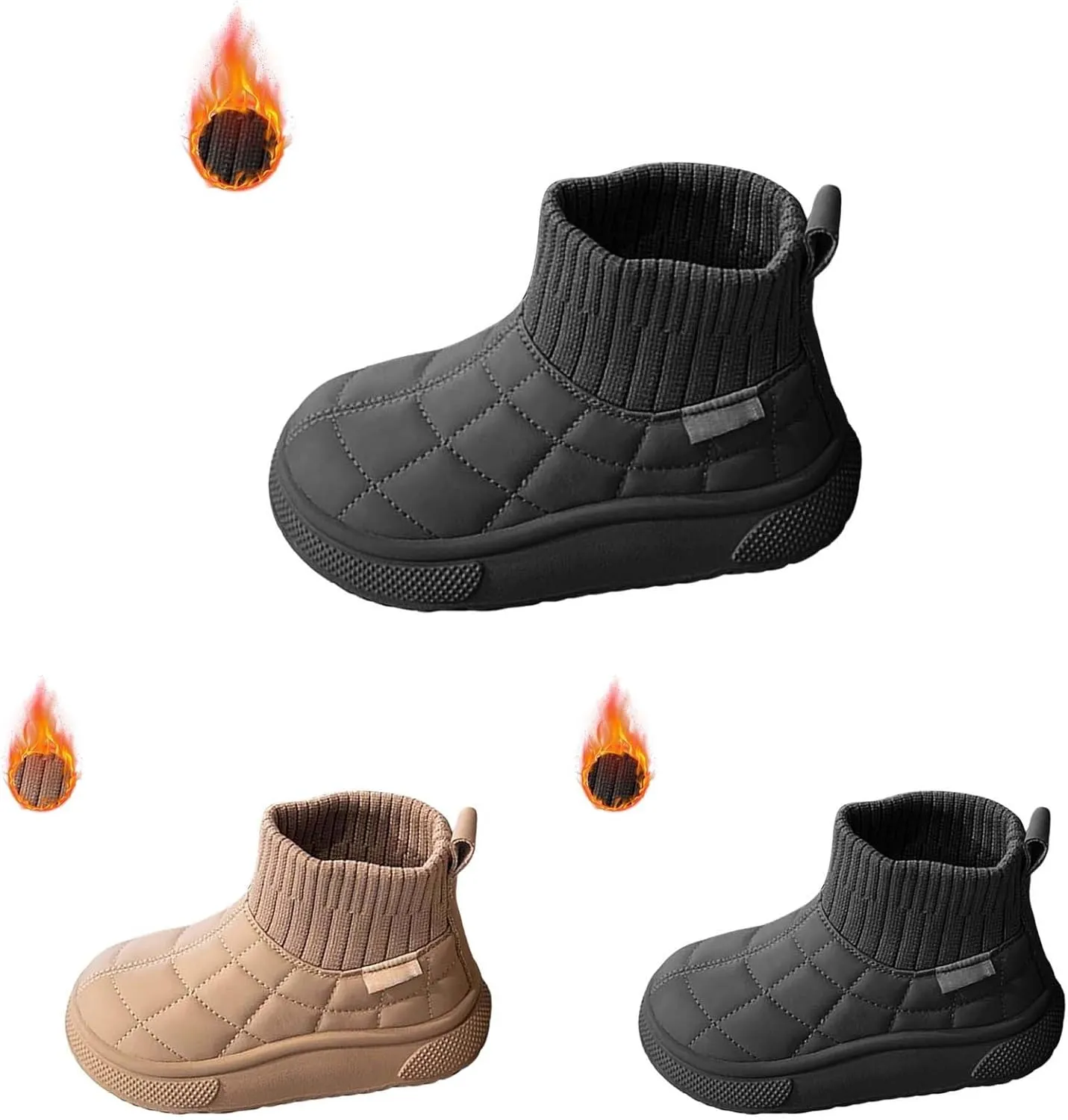 Kids Ankle Boots Snow Boots Warm Non Slip Walking Comfortable Sort Shoes Toddler Waterproof Plush Lined Booties