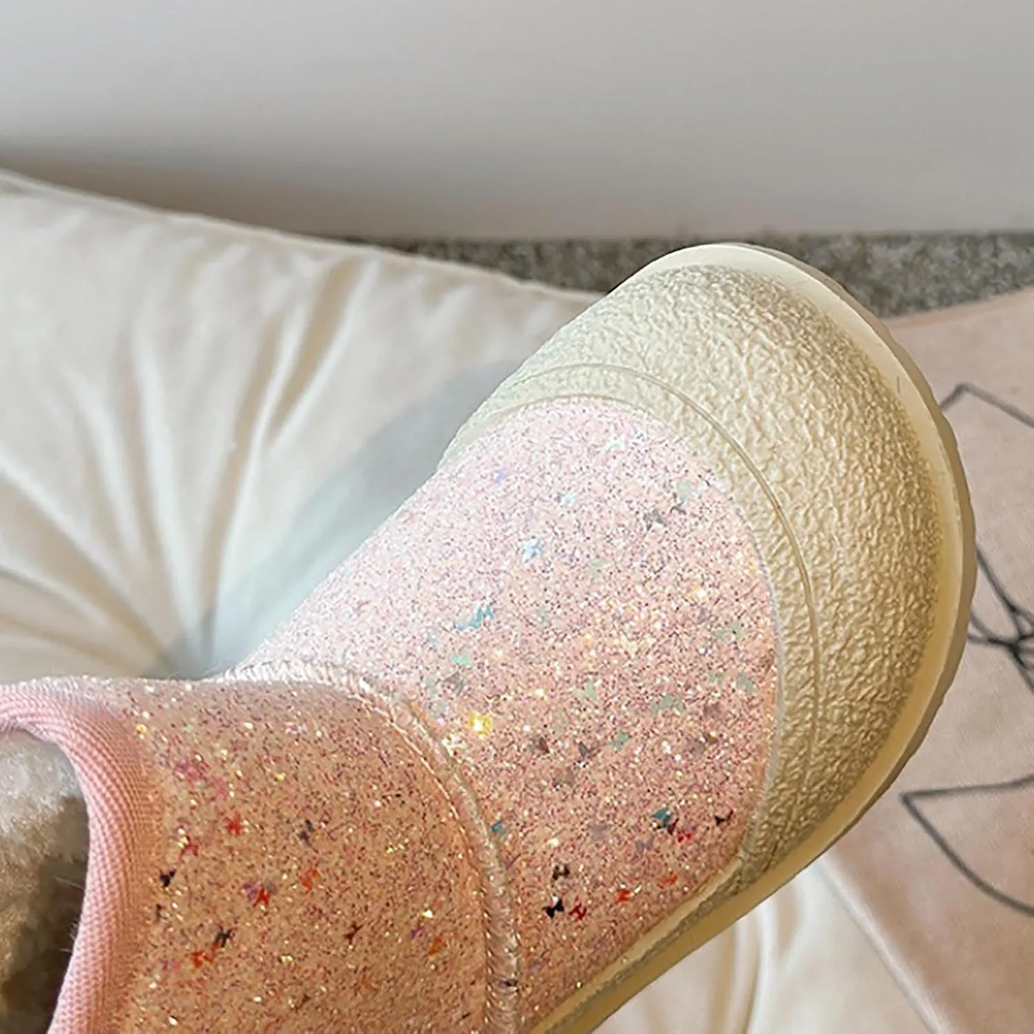 Kids Girls Glitter Snow Boots Winter Warm Fleece Plush Sequin Comfy Cute Outdoor parkle Ankle Boots Kid Girl