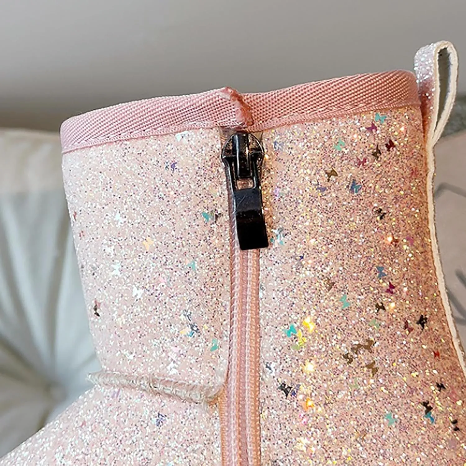 Kids Girls Glitter Snow Boots Winter Warm Fleece Plush Sequin Comfy Cute Outdoor parkle Ankle Boots Kid Girl