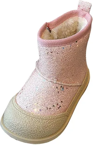 Kids Girls Glitter Snow Boots Winter Warm Fleece Plush Sequin Comfy Cute Outdoor parkle Ankle Boots Kid Girl