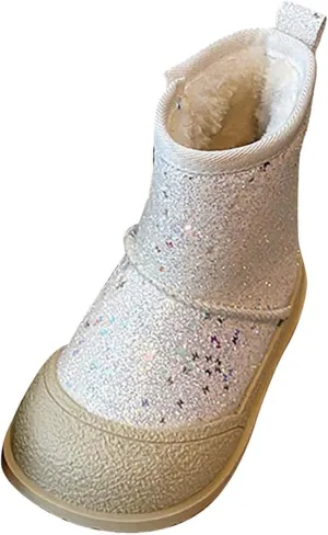 Kids Girls Glitter Snow Boots Winter Warm Fleece Plush Sequin Comfy Cute Outdoor parkle Ankle Boots Kid Girl