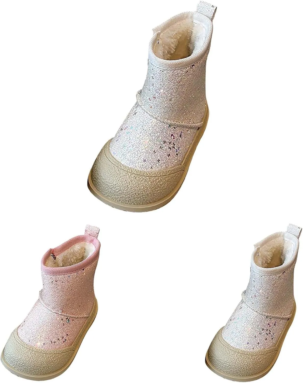 Kids Girls Glitter Snow Boots Winter Warm Fleece Plush Sequin Comfy Cute Outdoor parkle Ankle Boots Kid Girl
