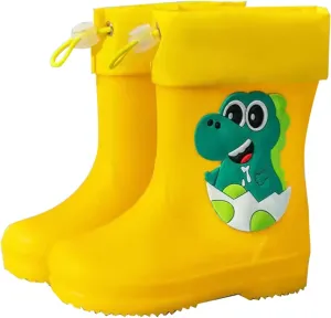 Kids Rain Boots Short Rain Boots for Kids Waterproof Anti-Slip Ankle Boots Lightweight Easy On with Outdoors