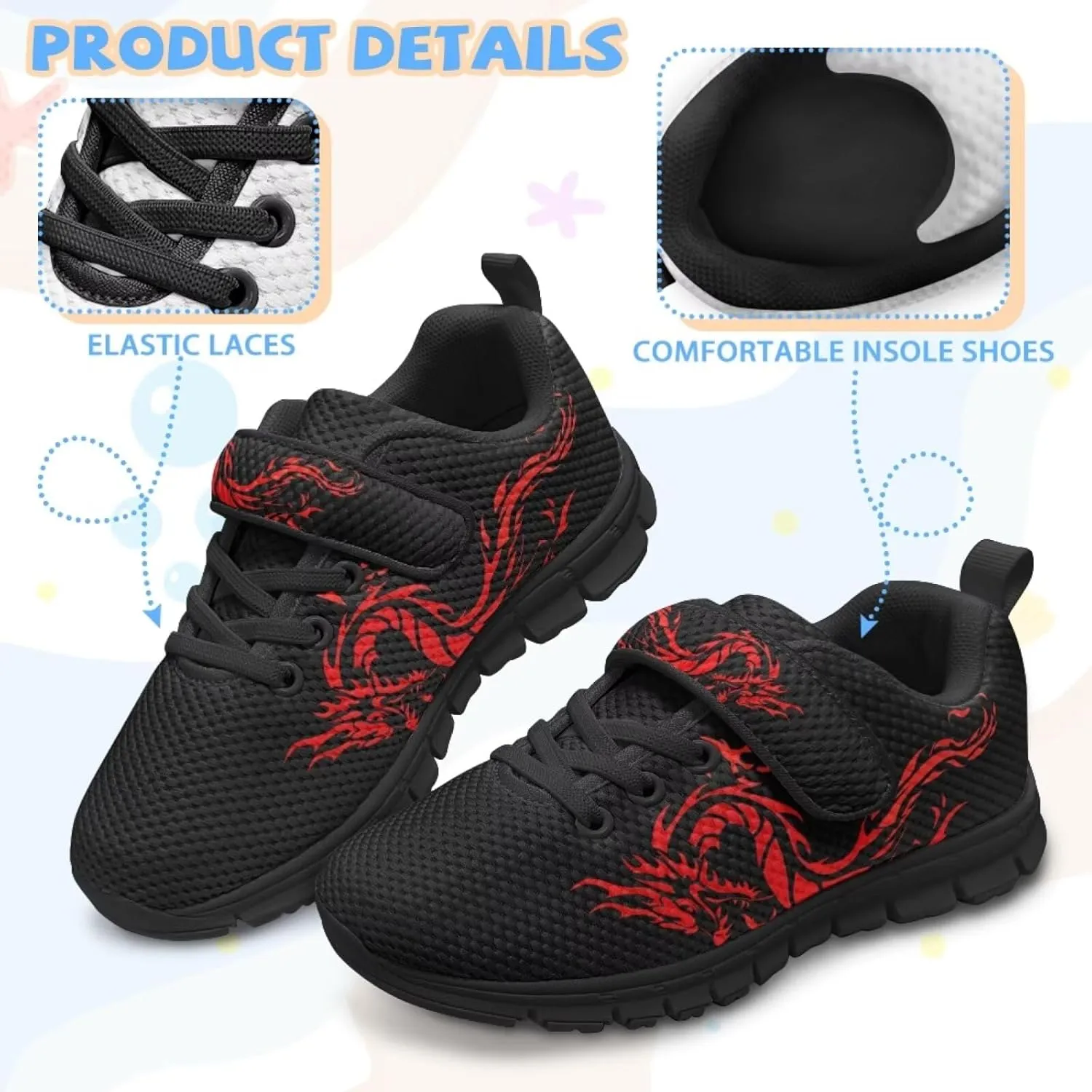 Kids Shoes for Boys Breathable Lightweight Slip on Low Top Sneakers Breathable Mesh Athletic Casual Shoes
