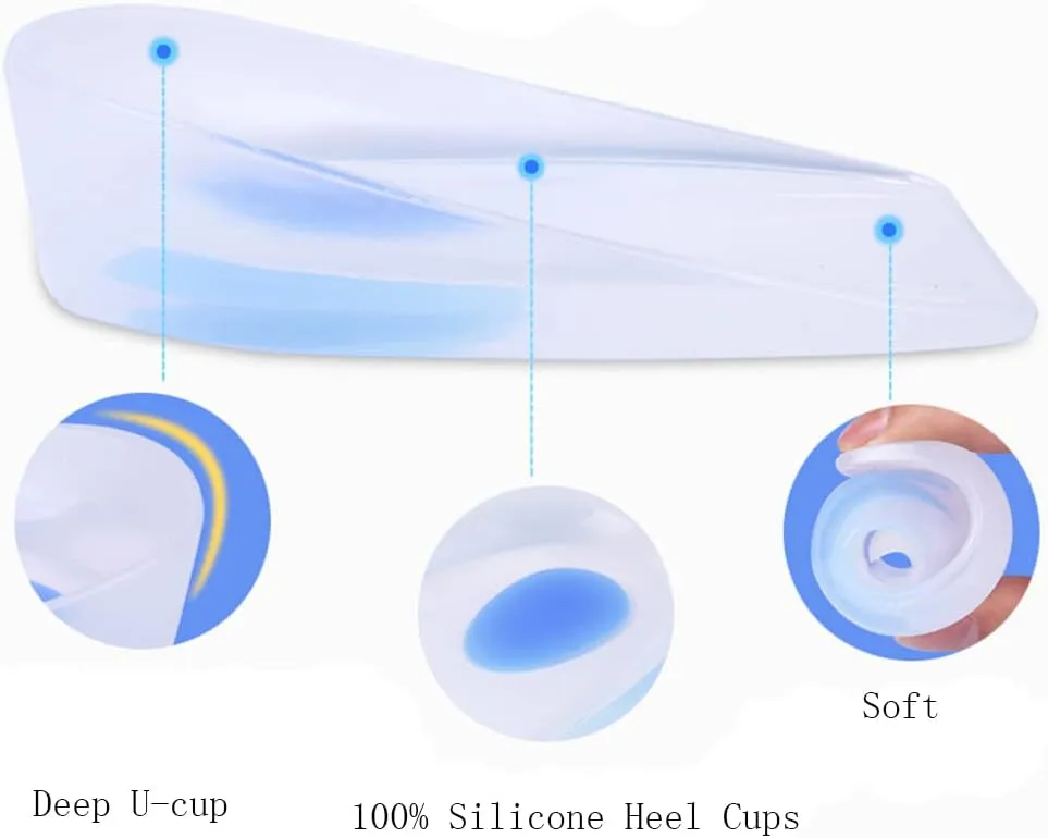 Kids Silicone Heel Cups-Shock Absorbing Heel Cups for Kid's with Sensitive Heels, Heel Spurs, Plantar Fasciitis, or Ankle Pain (M Little Kids 2-3.5)