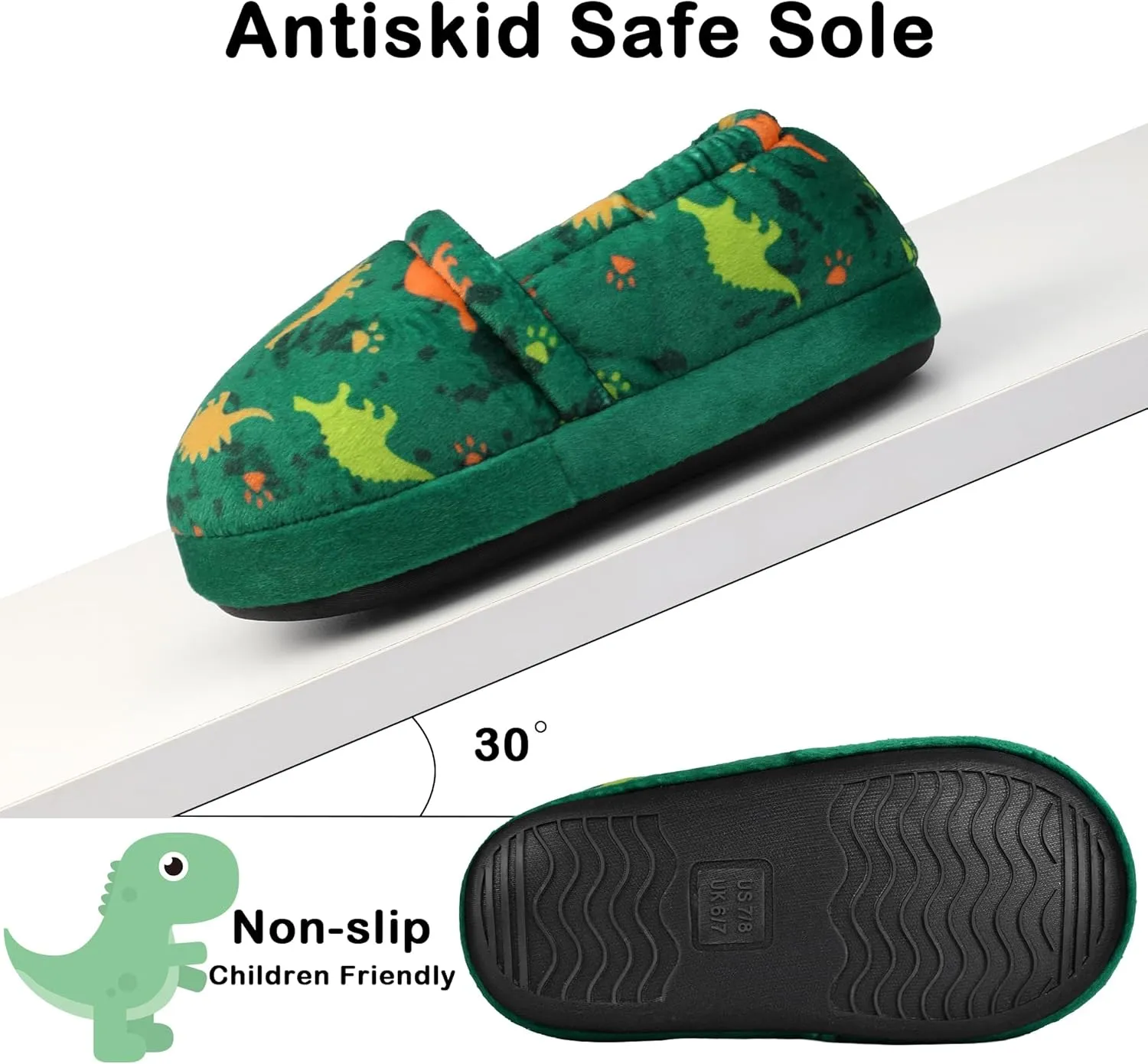 Kids Slippers Boys House shoes Anti Skid Bedroom Dinosaur