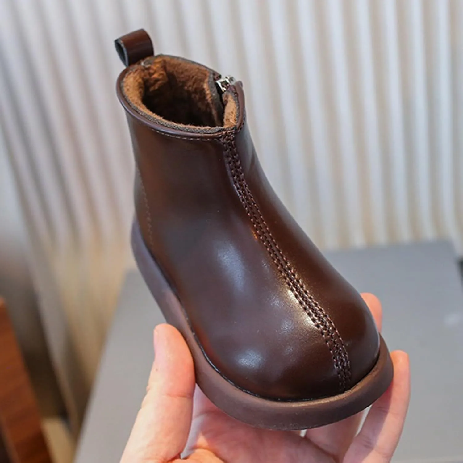Kids Unisex Plush Ankle Boot Comfy Warm Round Toe Waterroof Solid Classic Working Shoes School Dress Shoes Girls