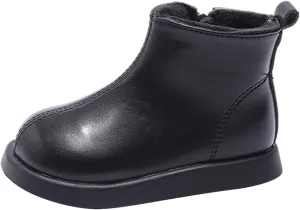 Kids Unisex Plush Ankle Boot Comfy Warm Round Toe Waterroof Solid Classic Working Shoes School Dress Shoes Girls