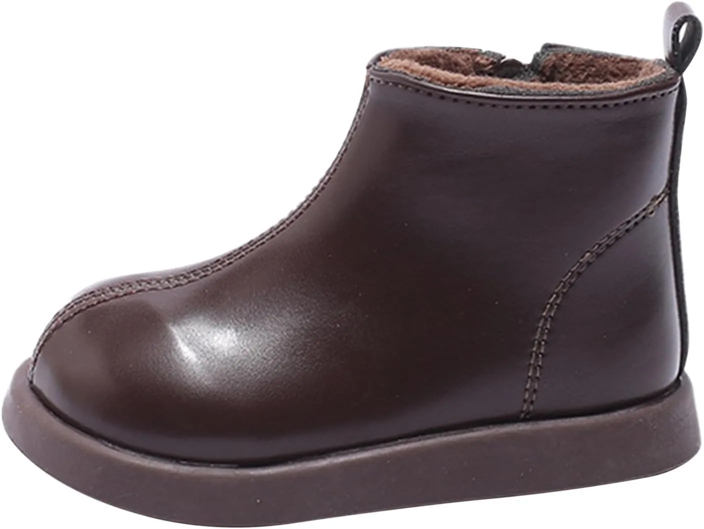 Kids Unisex Plush Ankle Boot Comfy Warm Round Toe Waterroof Solid Classic Working Shoes School Dress Shoes Girls