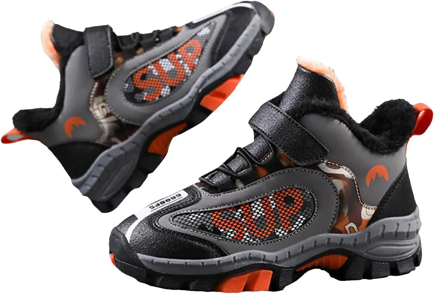 Kids Warm Fr Lined Ankle Snow Boots for Girls Boys Comfy Winter Shoes Lightweight Running Athletic Sneakers