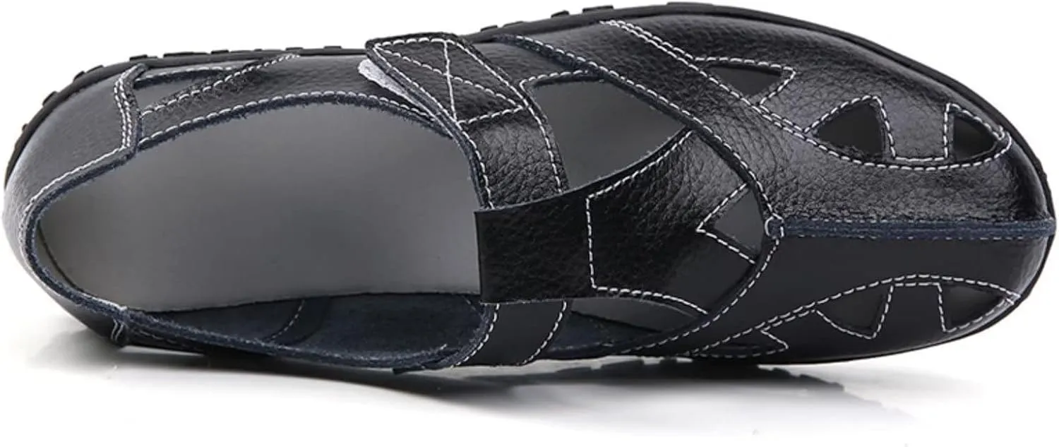 Leather Women's Breathable Perforated Sandals Fashionable Versatile Casual Shoes