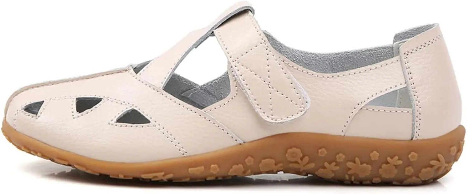 Leather Women's Breathable Perforated Sandals Fashionable Versatile Casual Shoes