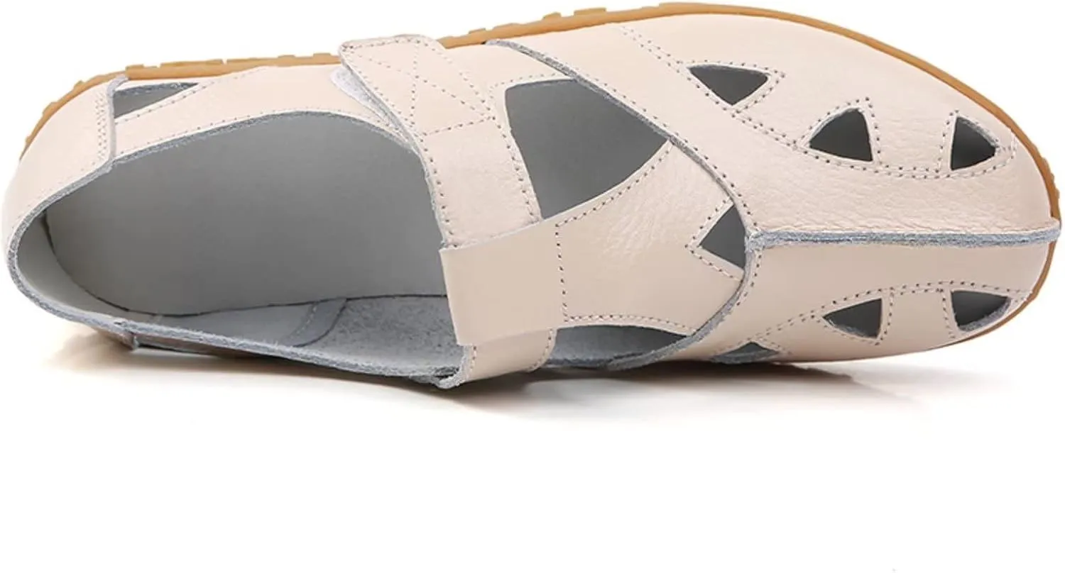 Leather Women's Breathable Perforated Sandals Fashionable Versatile Casual Shoes