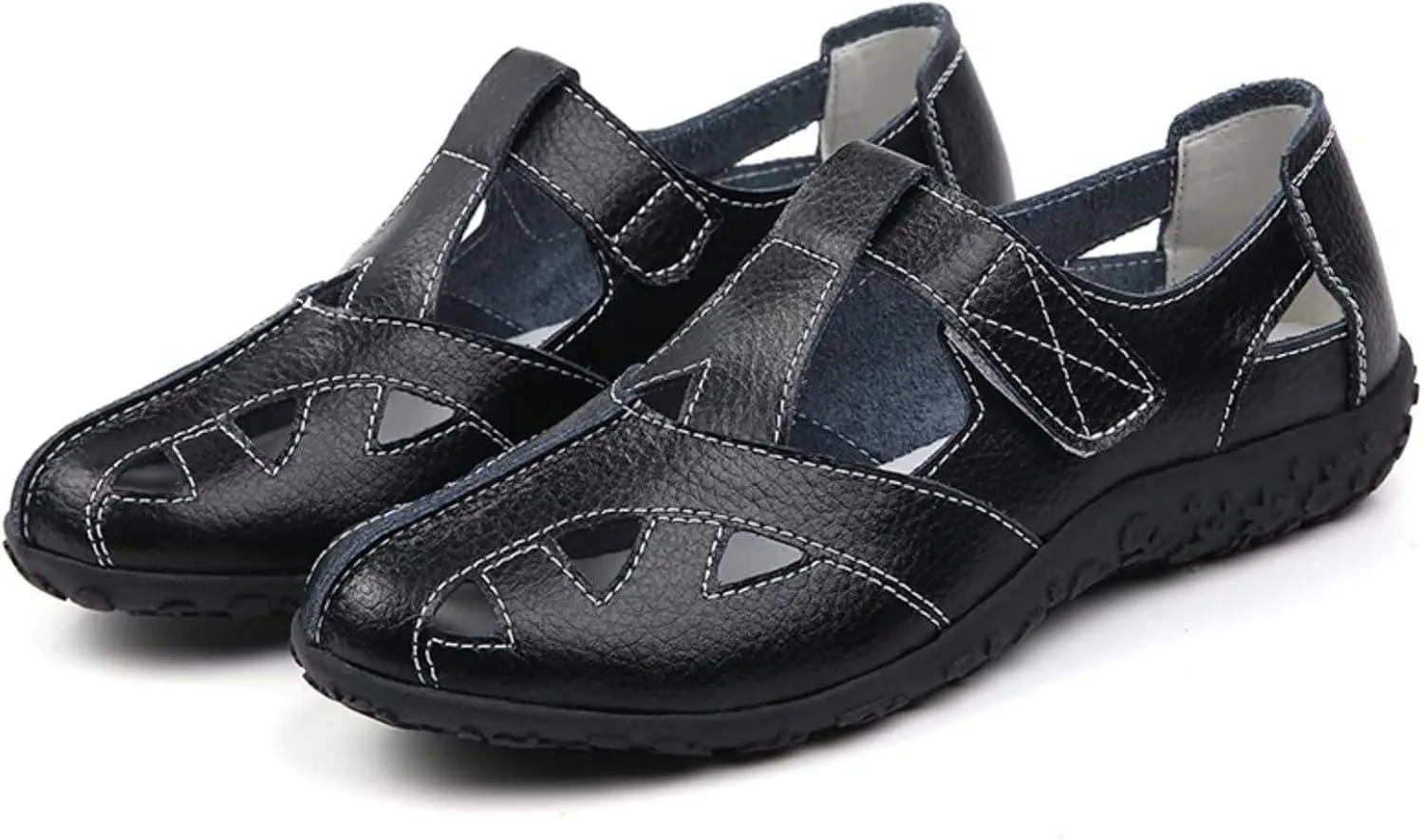 Leather Women's Breathable Perforated Sandals Fashionable Versatile Casual Shoes
