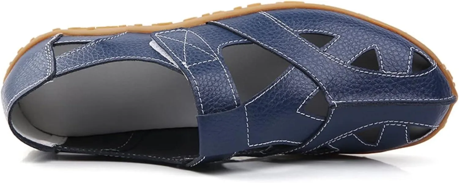 Leather Women's Breathable Perforated Sandals Fashionable Versatile Casual Shoes