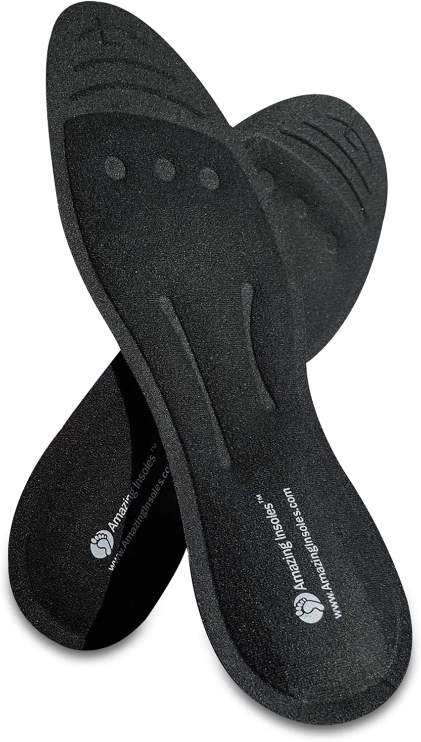 Liquid Massaging Orthotic Shoe Insoles - Foot Pain Relief and Arch Support - Glycerin Filled - Shock Absorbing Foot Massage for Plantar Fasciitis - Men's 9.5-11