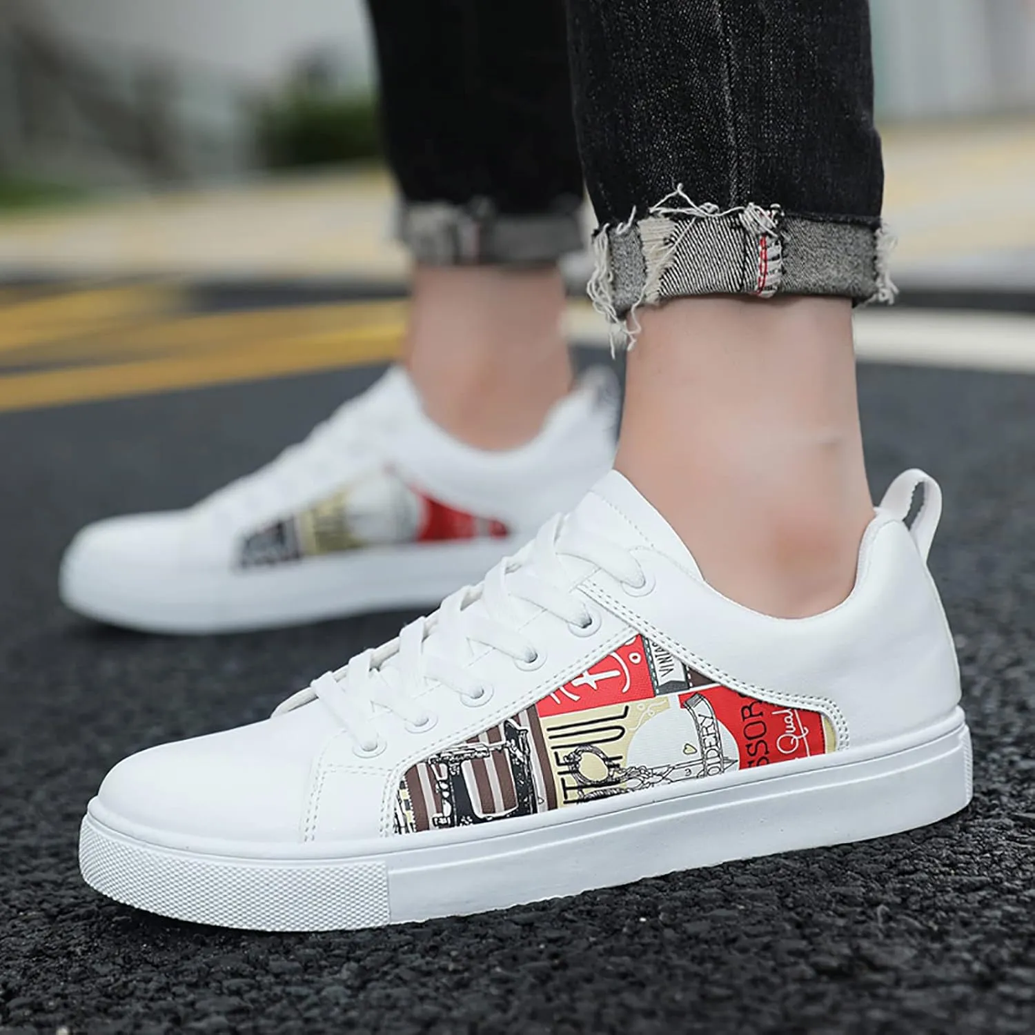 Low Top Sneakers for Women Lace-Up Retro Sneaker Wide Width Slip On Walking Shoes Comfortable Breathable Thick Sole Running Shoes