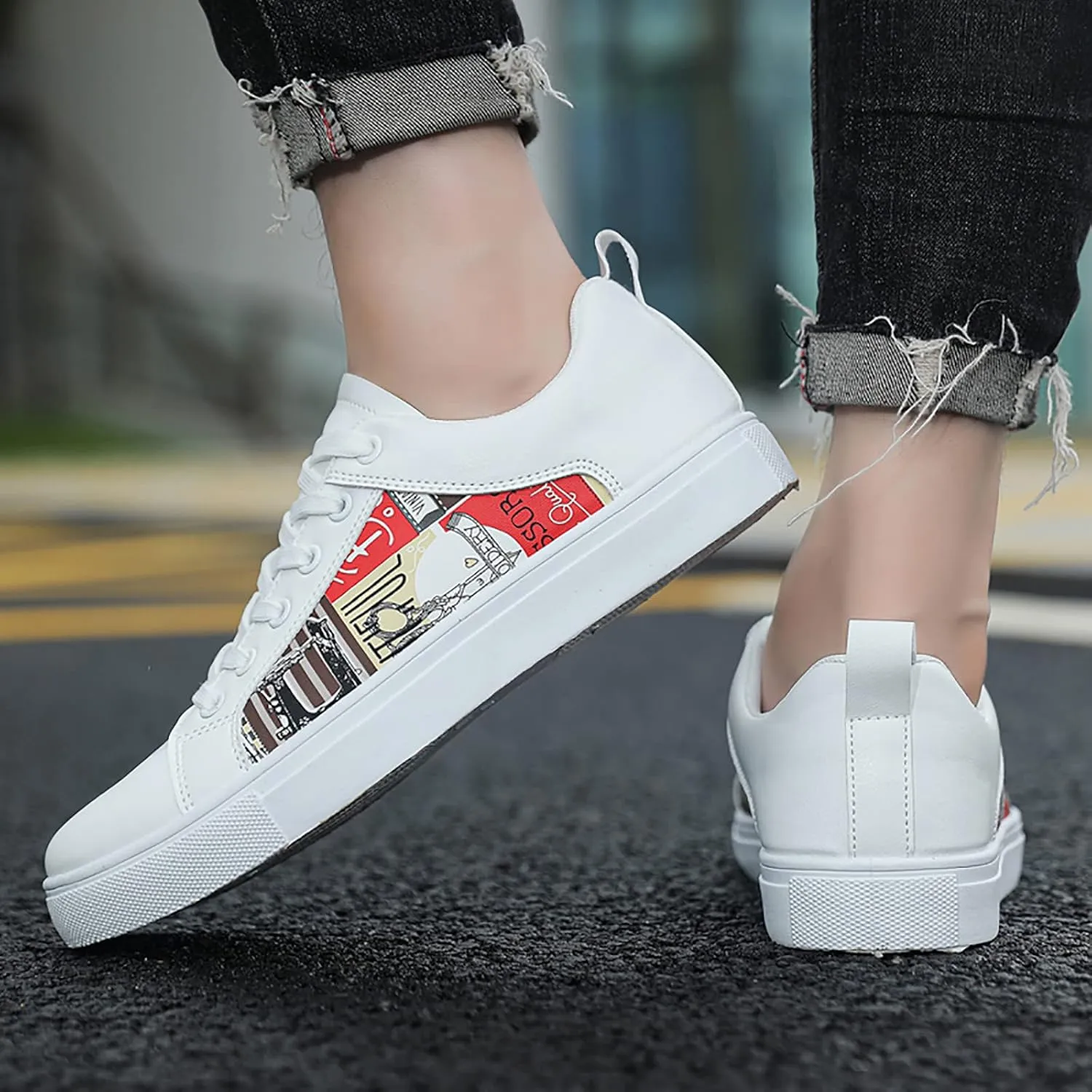 Low Top Sneakers for Women Lace-Up Retro Sneaker Wide Width Slip On Walking Shoes Comfortable Breathable Thick Sole Running Shoes