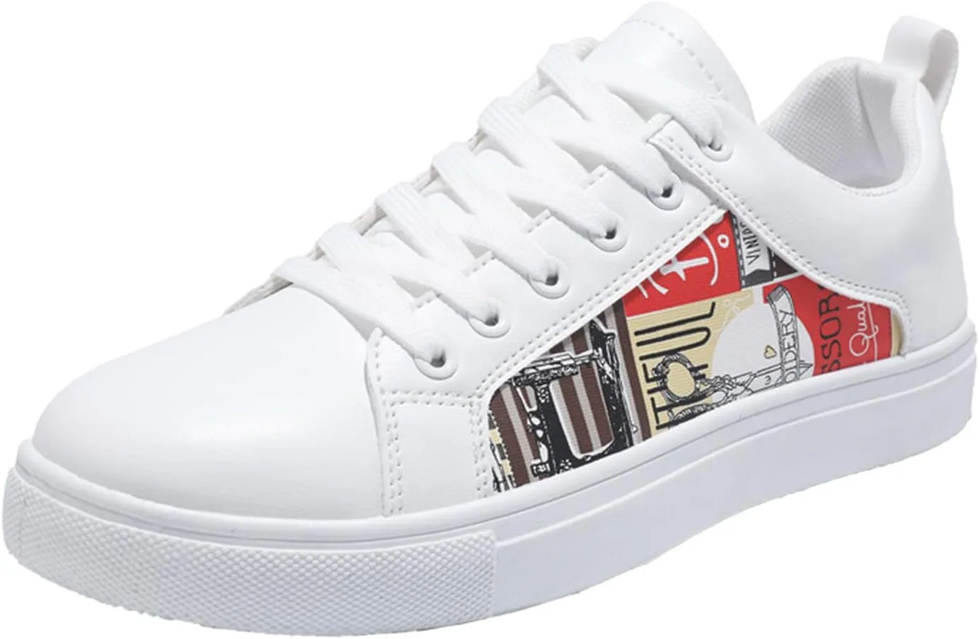 Low Top Sneakers for Women Lace-Up Retro Sneaker Wide Width Slip On Walking Shoes Comfortable Breathable Thick Sole Running Shoes