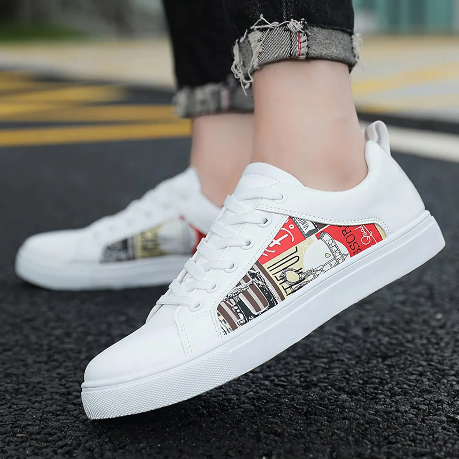 Low Top Sneakers for Women Lace-Up Retro Sneaker Wide Width Slip On Walking Shoes Comfortable Breathable Thick Sole Running Shoes