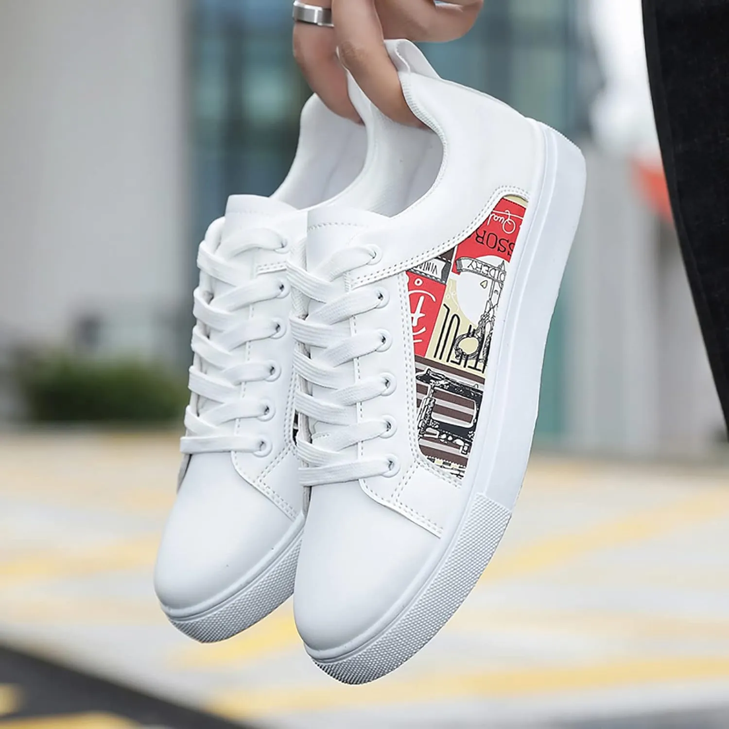 Low Top Sneakers for Women Lace-Up Retro Sneaker Wide Width Slip On Walking Shoes Comfortable Breathable Thick Sole Running Shoes