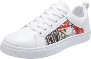 Low Top Sneakers for Women Lace-Up Retro Sneaker Wide Width Slip On Walking Shoes Comfortable Breathable Thick Sole Running Shoes