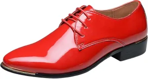 Men Breathable Business Formal Casual Pointed Toe Shiny Lace Up Patchwork Leather Shoes Combers Shoes Men Leather Men's Sanda