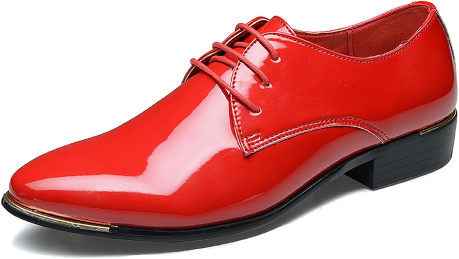 Men Breathable Business Formal Casual Pointed Toe Shiny Lace Up Patchwork Leather Shoes Combers Shoes Men Leather Men's Sanda