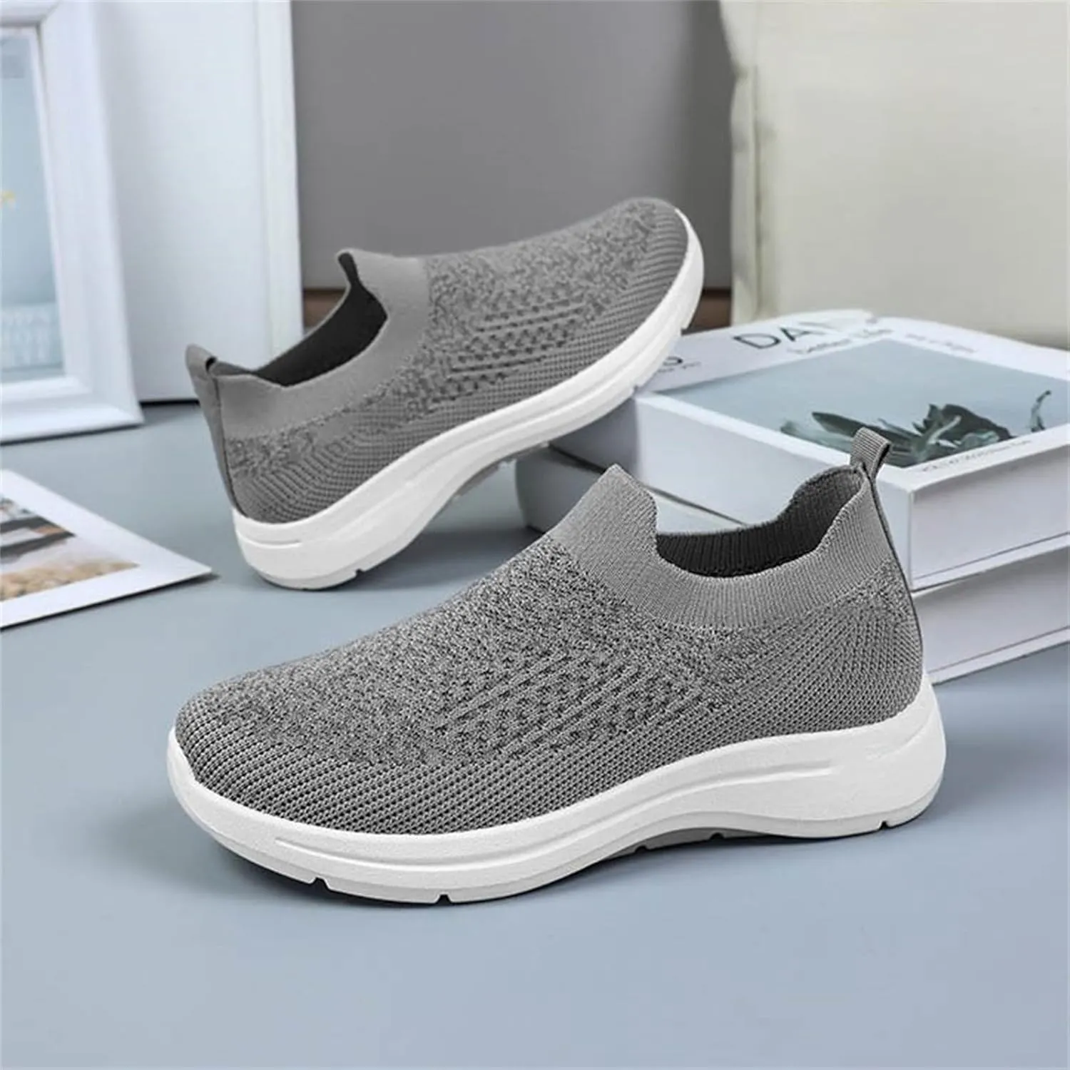 Men Mesh Sneaker Orthopedic Casual Sneaker with Arch Support Breathable Lightweight Comfortable Running Shoes Wide Width Walking Shoes