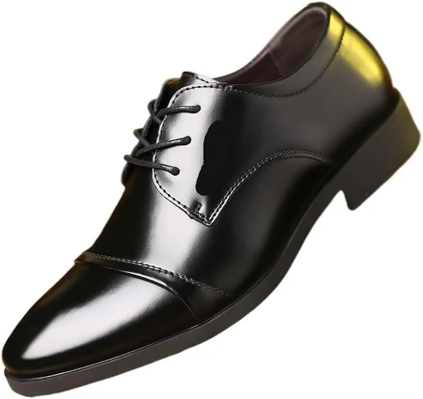 Men's Business Leather Shoes All-Match Breathable Casual Shoes Oxfords(Black,10)