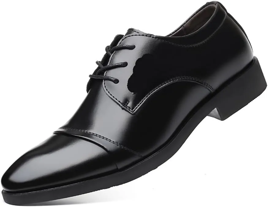 Men's Business Leather Shoes All-Match Breathable Casual Shoes Oxfords(Black,10)