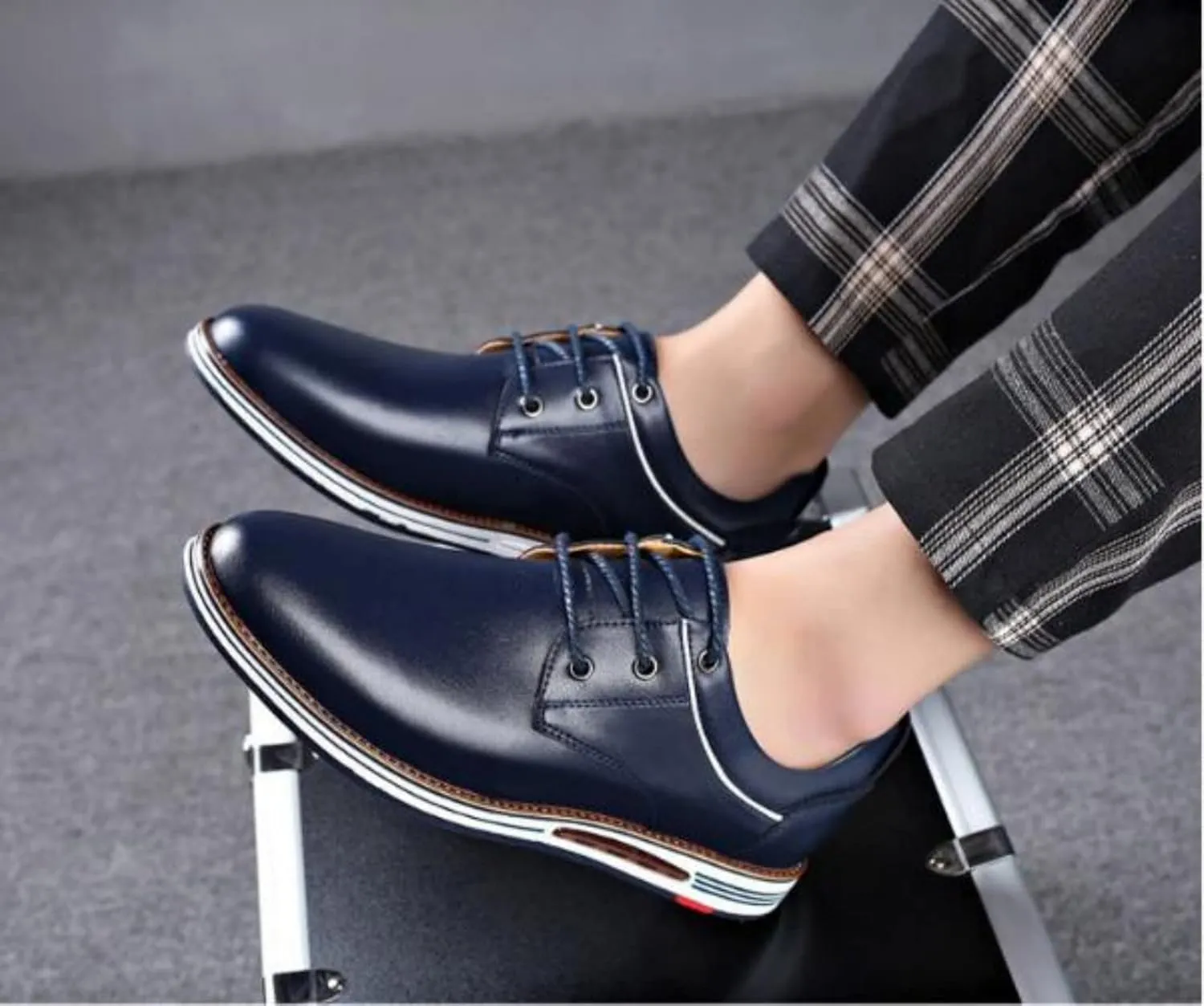 Men's Dress Shoes Genuine Cow Leather Lace-up Oxfords Business Casual Shoes,Lightweight Comfortable Driving Leather Shoes