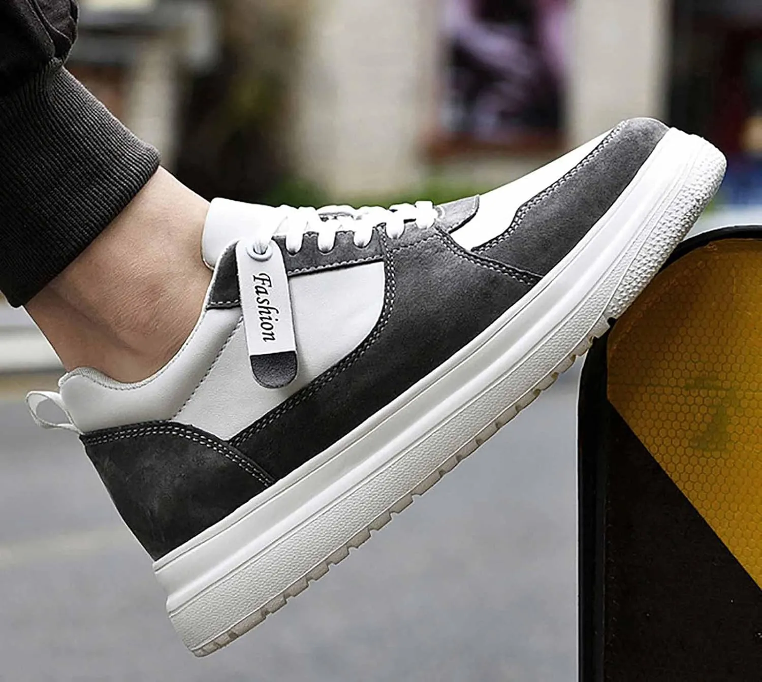 Men'S Genuine Leather Increase Height Casual Sneakers,Round-Toe Soft-Soled Slip-On Platform Sneakers,Outdoor Non-Slip Shock-Absorbing Running Sports Shoes