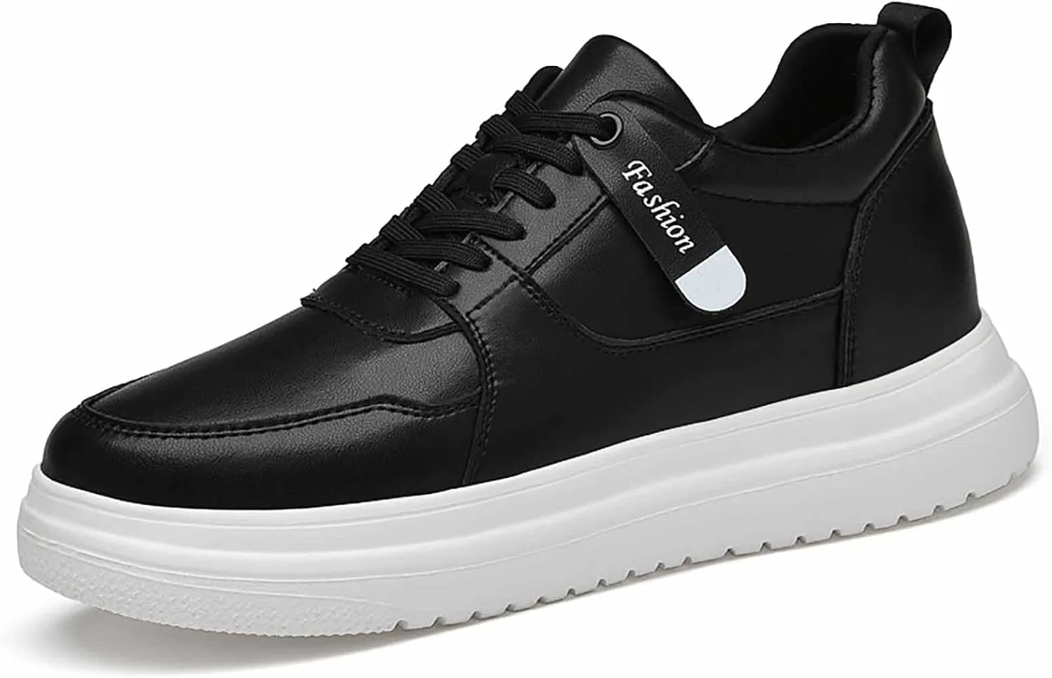 Men'S Genuine Leather Increase Height Casual Sneakers,Round-Toe Soft-Soled Slip-On Platform Sneakers,Outdoor Non-Slip Shock-Absorbing Running Sports Shoes