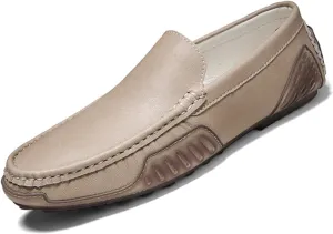 Men's Genuine Leather Loafers Fashion Slip on Casual Shoes Men's Comfort Soft Leather Driving Shoes