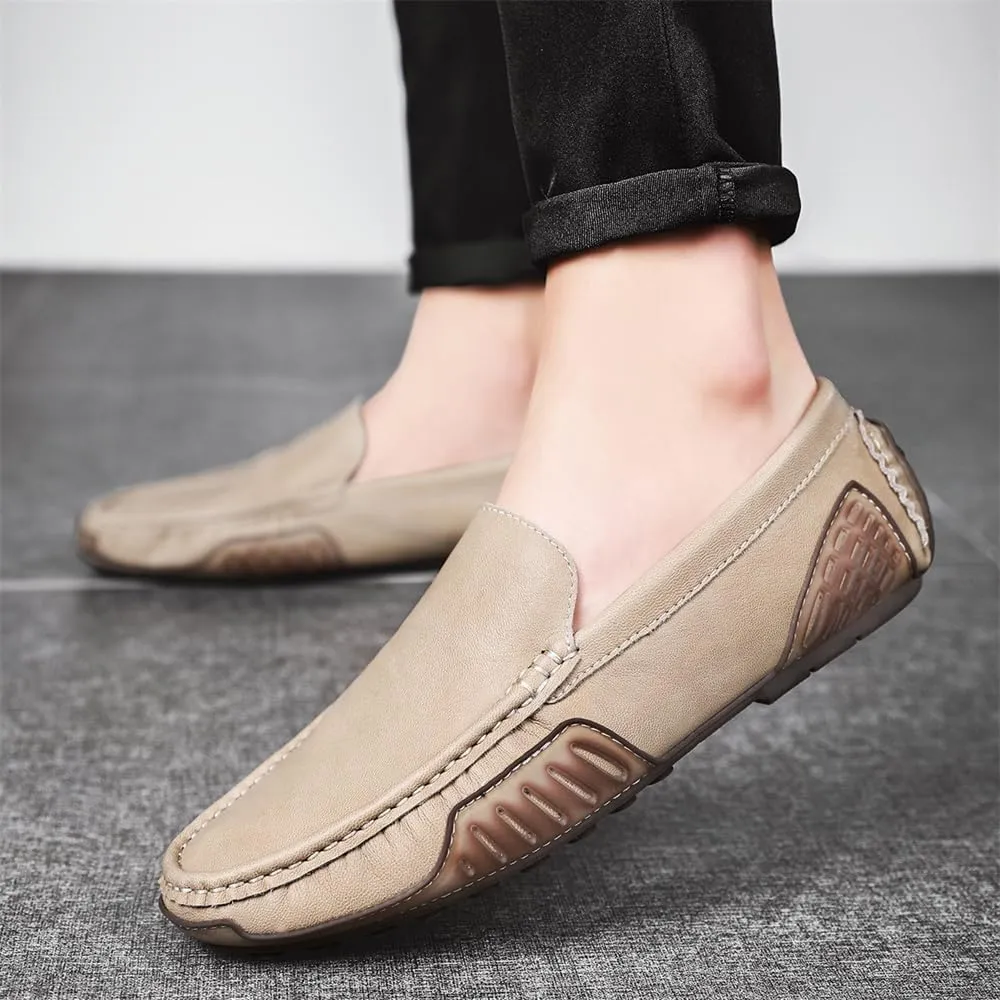 Men's Genuine Leather Loafers Fashion Slip on Casual Shoes Men's Comfort Soft Leather Driving Shoes