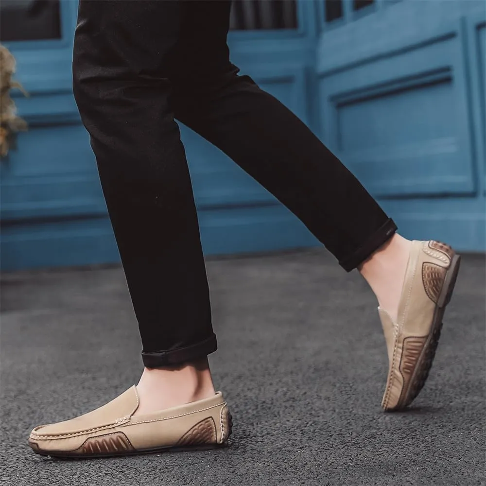 Men's Genuine Leather Loafers Fashion Slip on Casual Shoes Men's Comfort Soft Leather Driving Shoes
