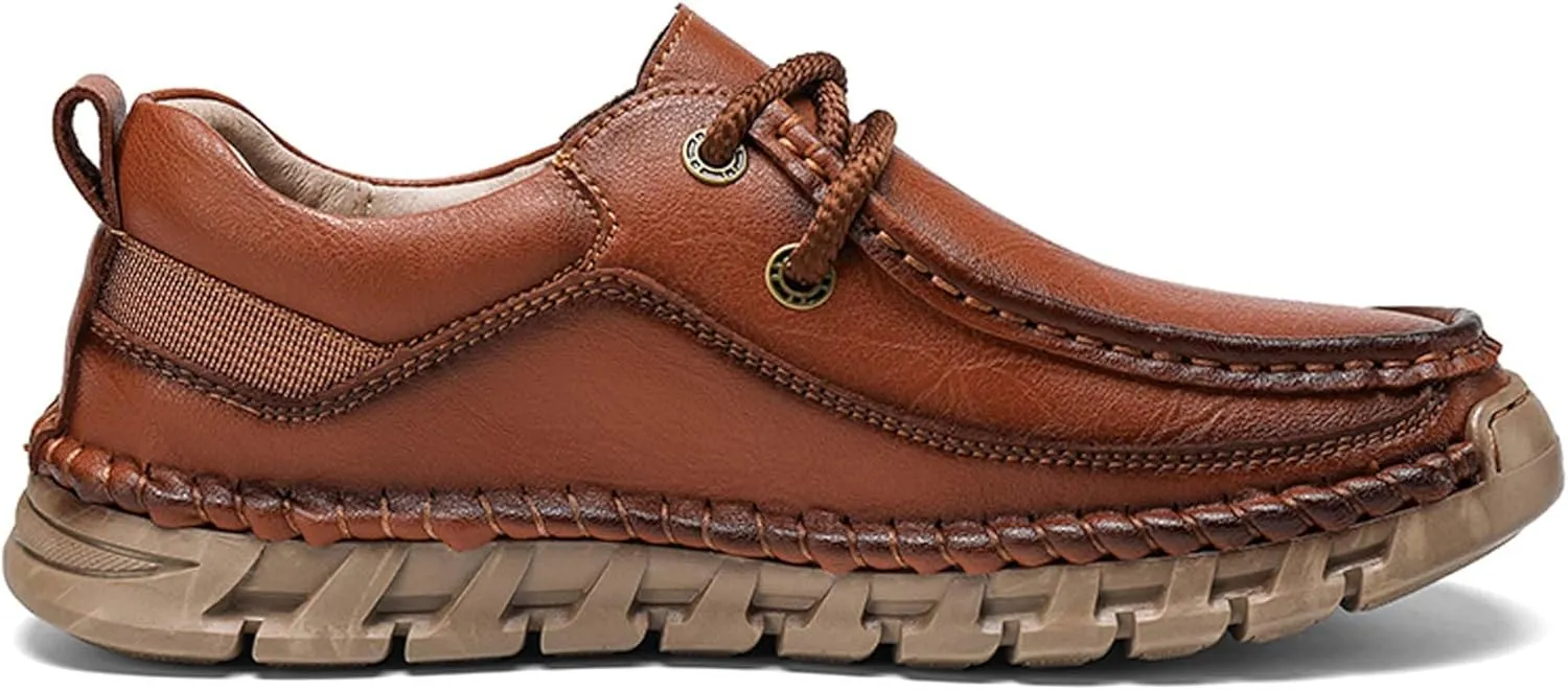 Men's Premium Leather Casual Walking Shoes,Loafers,Men's Sneakers,Business Casual Leather Shoes,Driving Shoes,Soft,Comfortable,Wear-Resistant,Hand-Stitched
