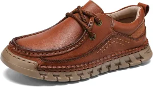 Men's Premium Leather Casual Walking Shoes,Loafers,Men's Sneakers,Business Casual Leather Shoes,Driving Shoes,Soft,Comfortable,Wear-Resistant,Hand-Stitched