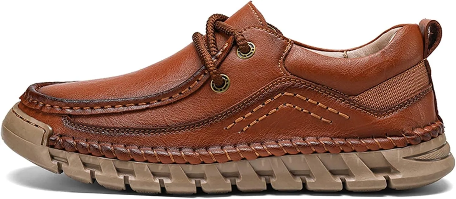 Men's Premium Leather Casual Walking Shoes,Loafers,Men's Sneakers,Business Casual Leather Shoes,Driving Shoes,Soft,Comfortable,Wear-Resistant,Hand-Stitched