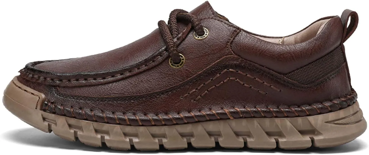 Men's Premium Leather Casual Walking Shoes,Loafers,Men's Sneakers,Business Casual Leather Shoes,Driving Shoes,Soft,Comfortable,Wear-Resistant,Hand-Stitched