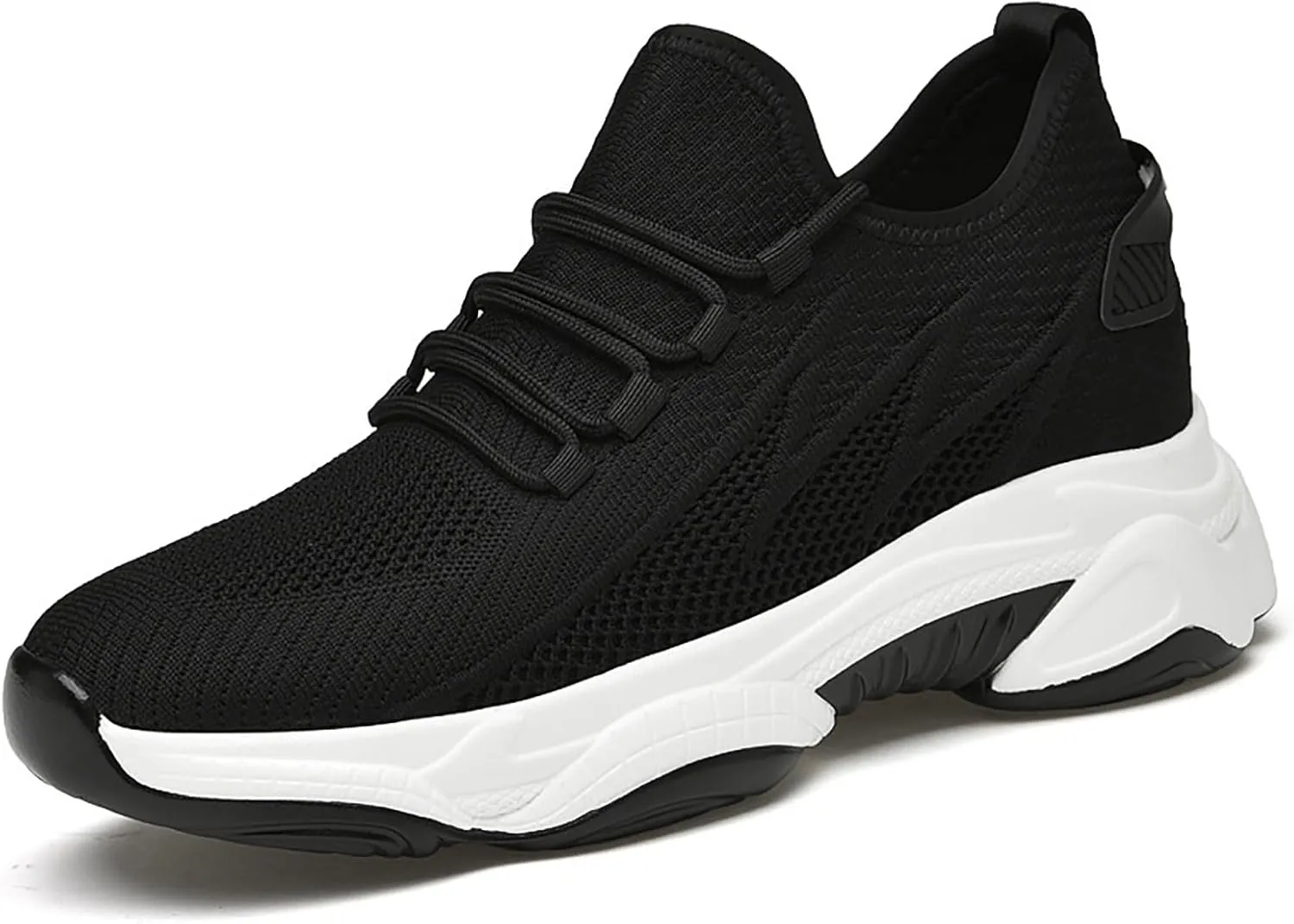Men's Running Walking Tennis Shoes, Lightweight Non-Slip Breathable 8cm Height Boosting Shoes for Men, Comfortable Cushioning Sneakers with Arch Support, Wide Feet Height Increasing Shoes