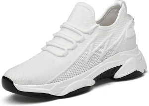 Men's Running Walking Tennis Shoes, Lightweight Non-Slip Breathable 8cm Height Boosting Shoes for Men, Comfortable Cushioning Sneakers with Arch Support, Wide Feet Height Increasing Shoes