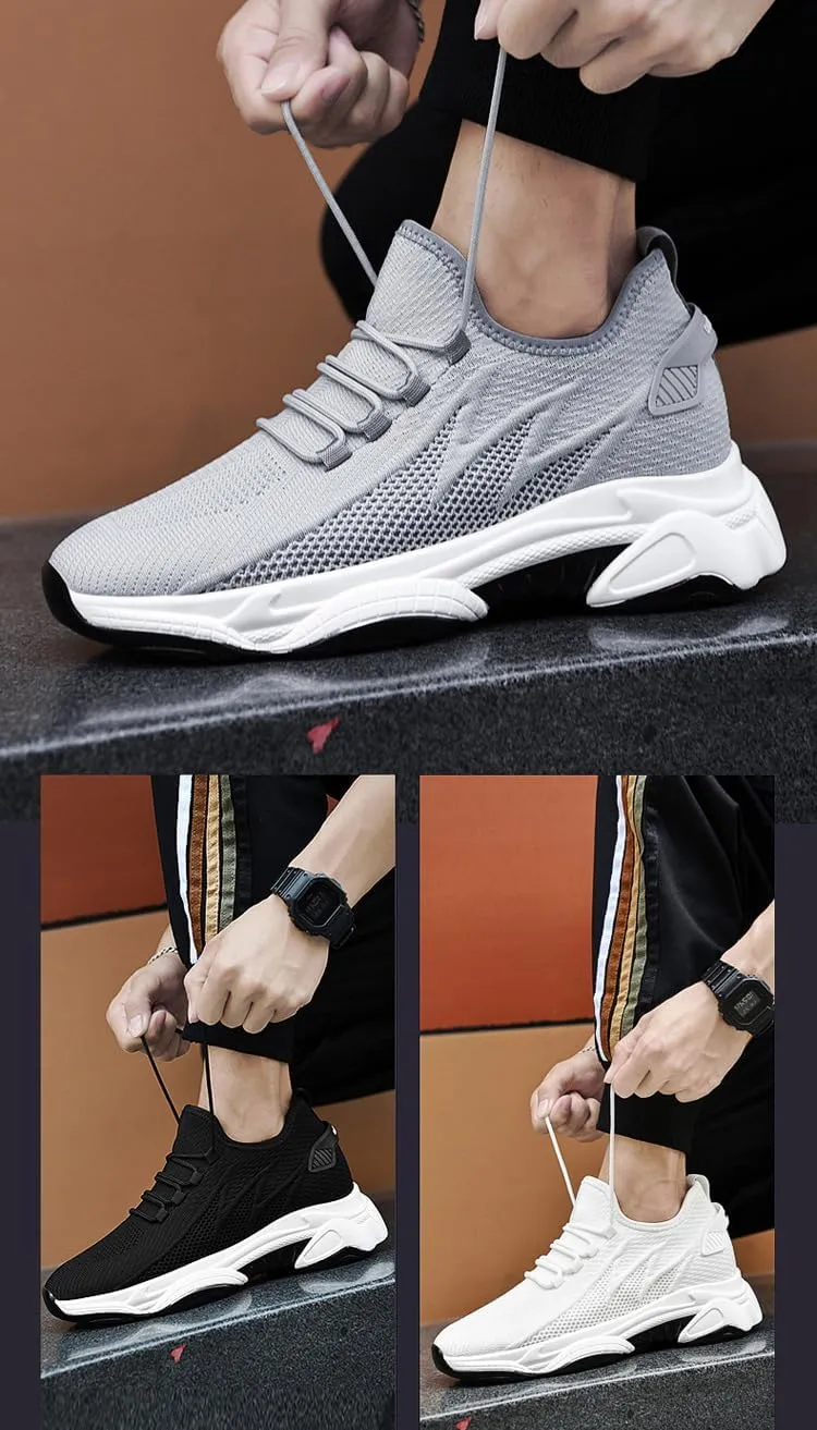 Men's Running Walking Tennis Shoes, Lightweight Non-Slip Breathable 8cm Height Boosting Shoes for Men, Comfortable Cushioning Sneakers with Arch Support, Wide Feet Height Increasing Shoes